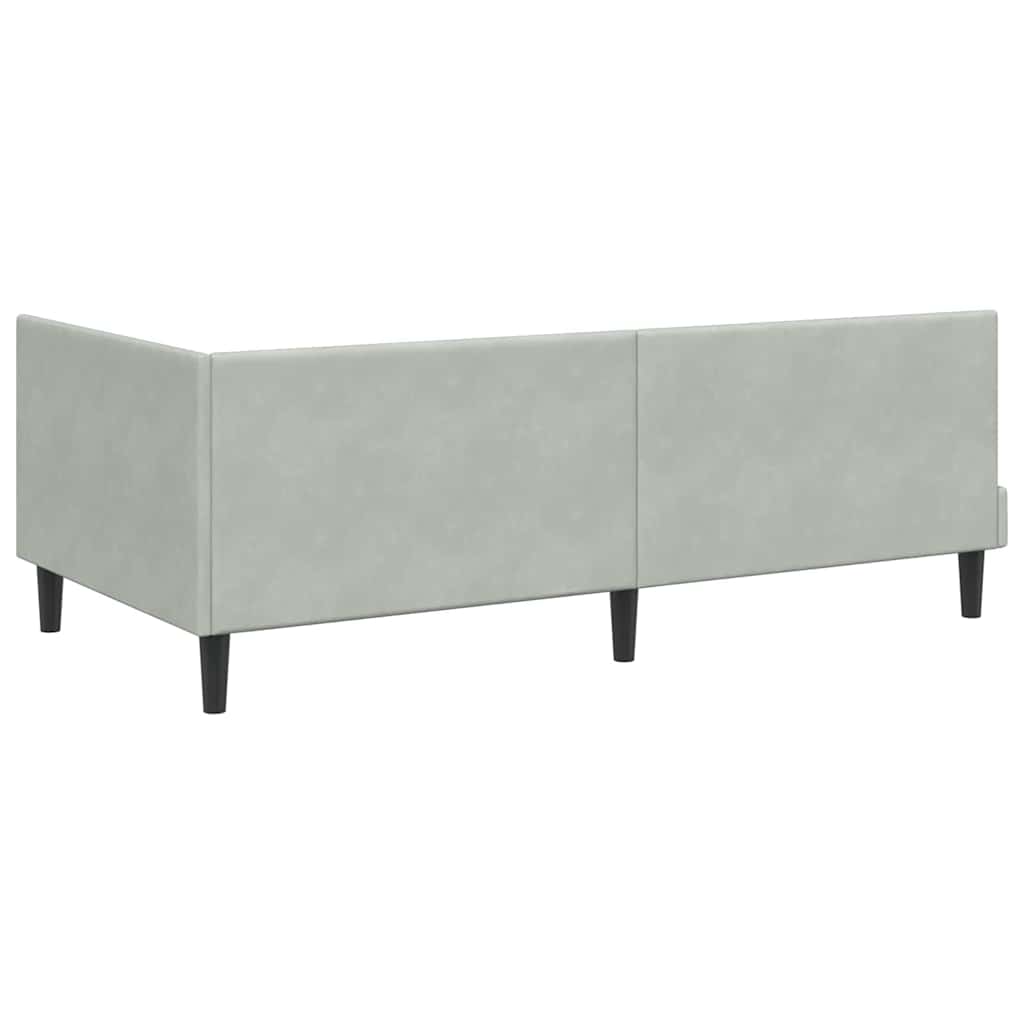 vidaXL Κρεβάτι γωνίας με στρώμα με κεφαλάρι 2 pcs Ανοιχτό γκρι Βελούδο