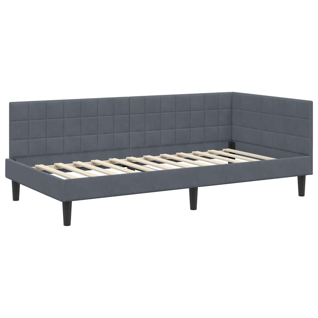 vidaXL Κρεβάτι γωνίας με στρώμα με κεφαλάρι 2 pcs Γκρι Βελούδο