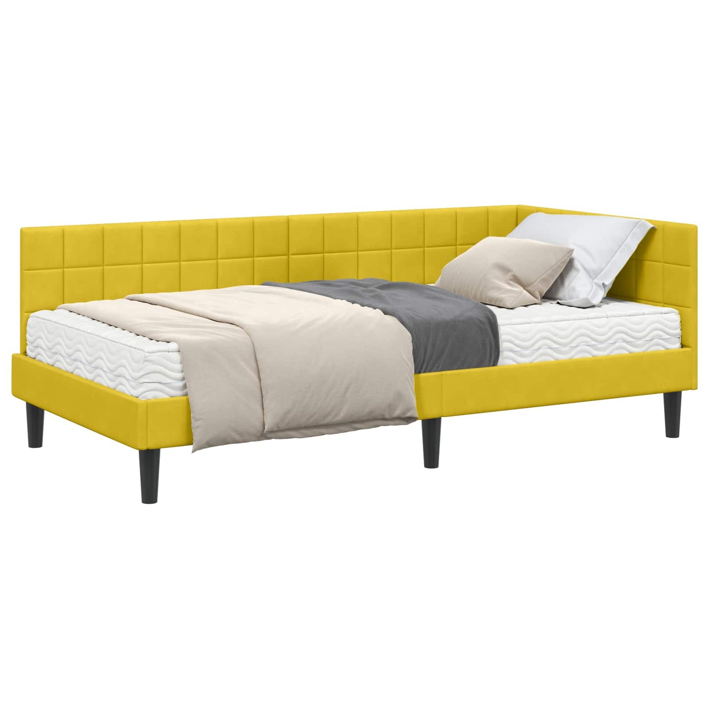 vidaXL Κρεβάτι γωνίας με στρώμα με κεφαλάρι 2 pcs Κίτρινο Βελούδο