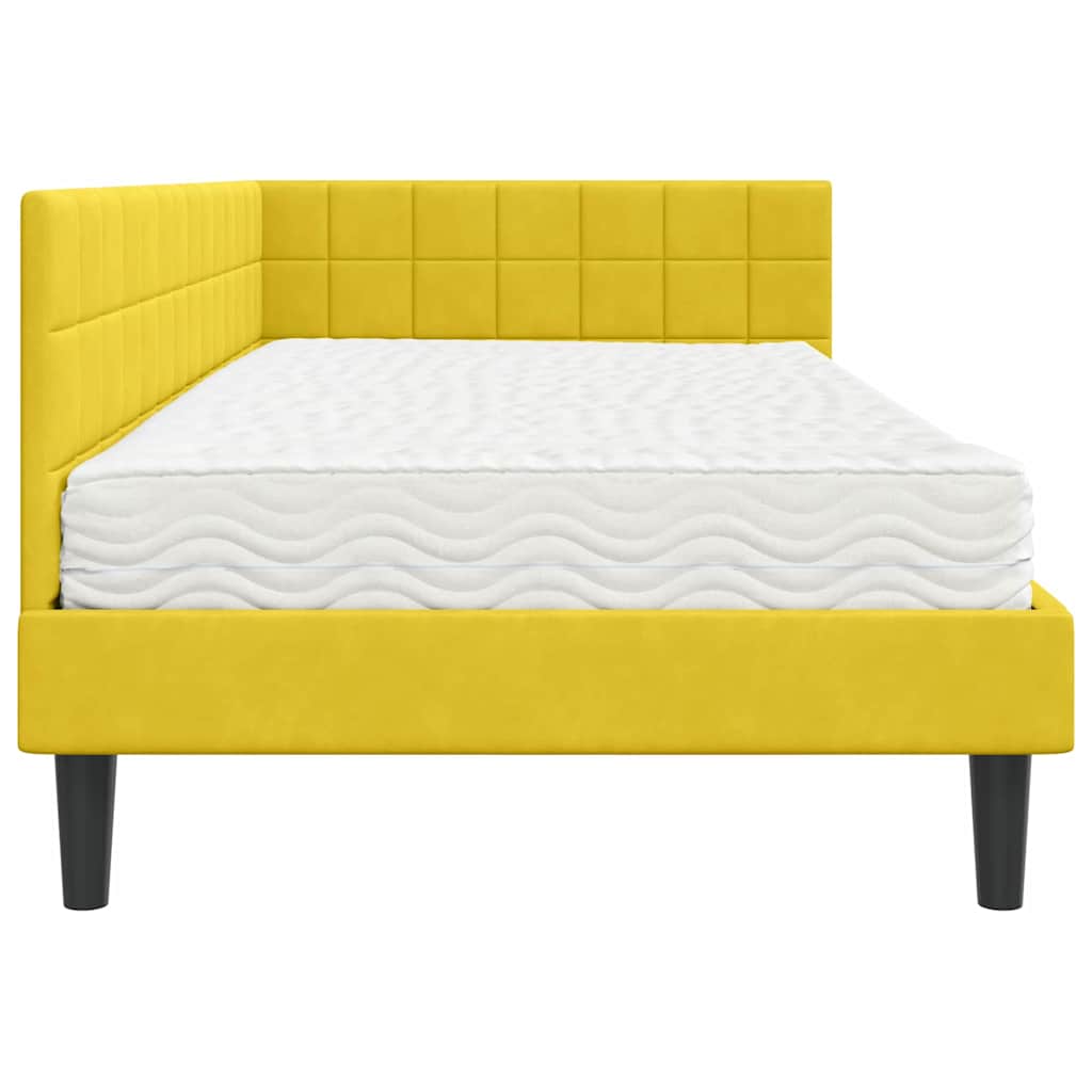 vidaXL Κρεβάτι γωνίας με στρώμα με κεφαλάρι 2 pcs Κίτρινο Βελούδο