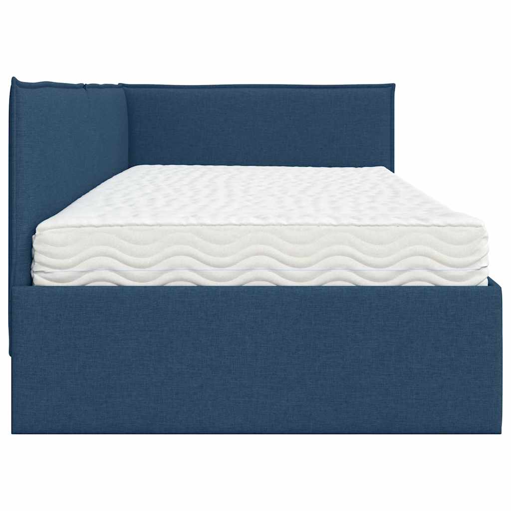 vidaXL Κρεβάτι γωνίας με στρώμα με κεφαλάρι 2 pcs Μπλε Βελούδο