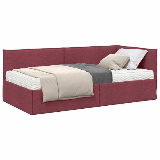 vidaXL Κρεβάτι γωνίας με στρώμα με κεφαλάρι 2 pcs Γκρι Βελούδο