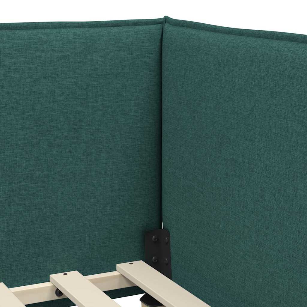 vidaXL Κρεβάτι γωνίας με στρώμα με κεφαλάρι 2 pcs Πράσινο Βελούδο