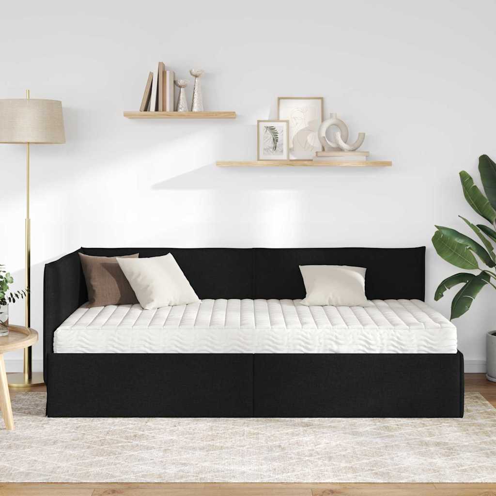 vidaXL Κρεβάτι γωνίας με στρώμα με κεφαλάρι 2 pcs Πράσινο Βελούδο