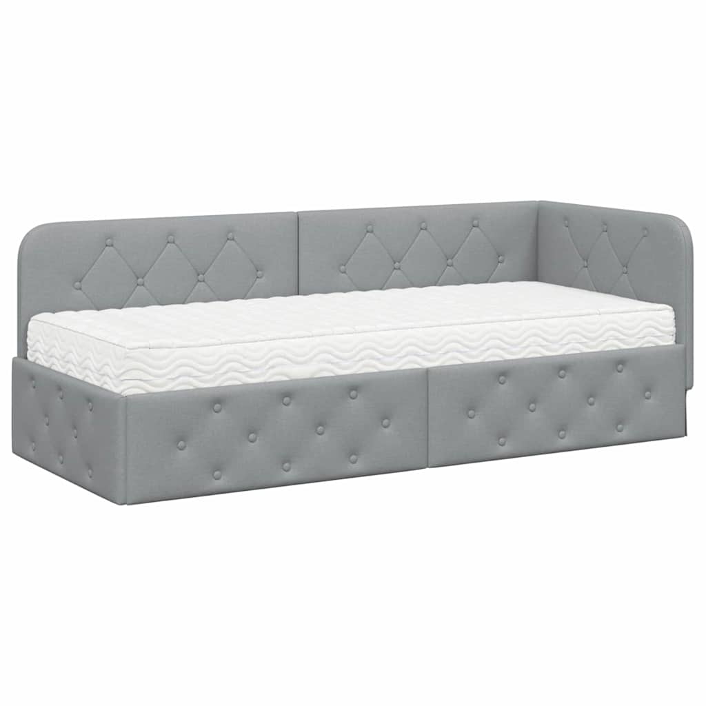 vidaXL Κρεβάτι Γωνίας Ανοιχτό γκρι 80 x 200 cm ύφασμα