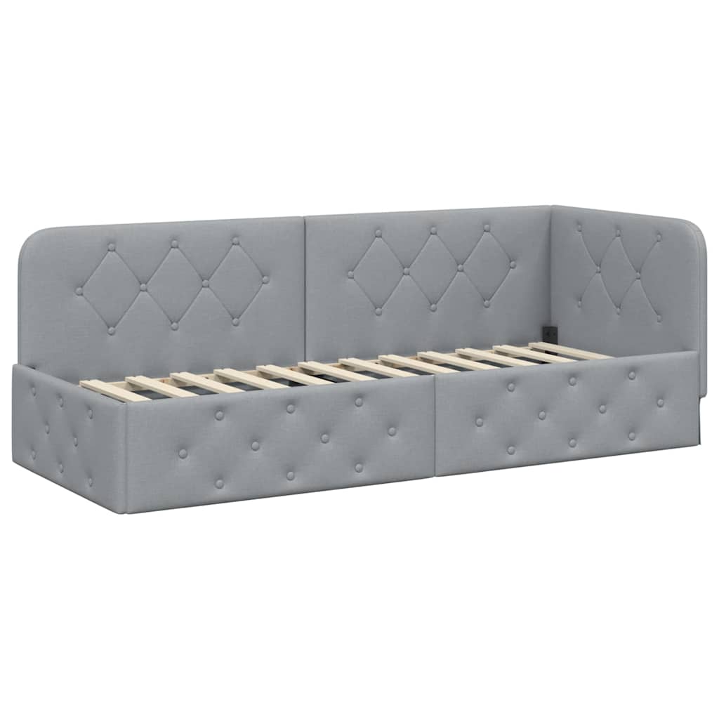 vidaXL Κρεβάτι Γωνίας Ανοιχτό γκρι 80 x 200 cm ύφασμα
