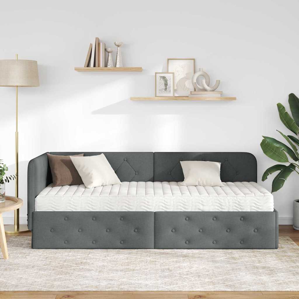 vidaXL Κρεβάτι Γωνίας Σκούρο Γκρι 80 x 200 cm ύφασμα