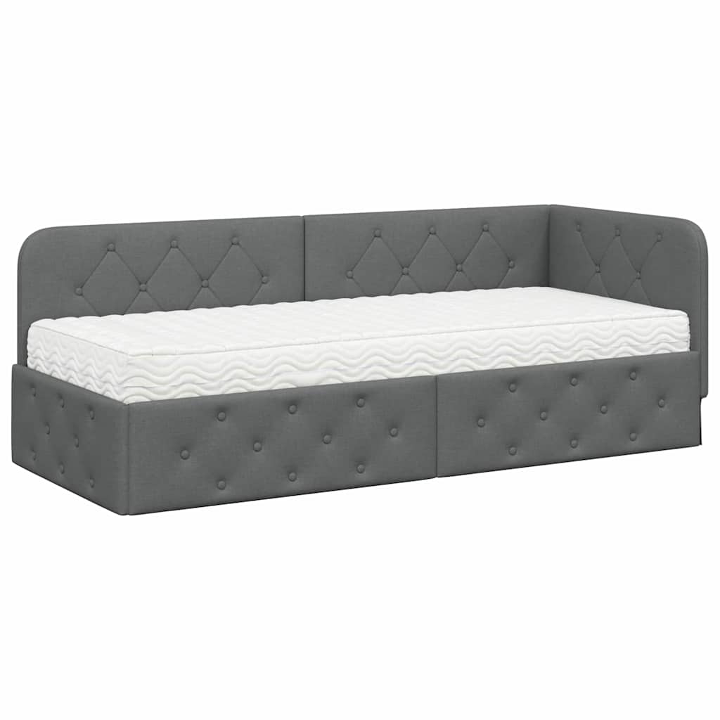 vidaXL Κρεβάτι Γωνίας Σκούρο Γκρι 80 x 200 cm ύφασμα
