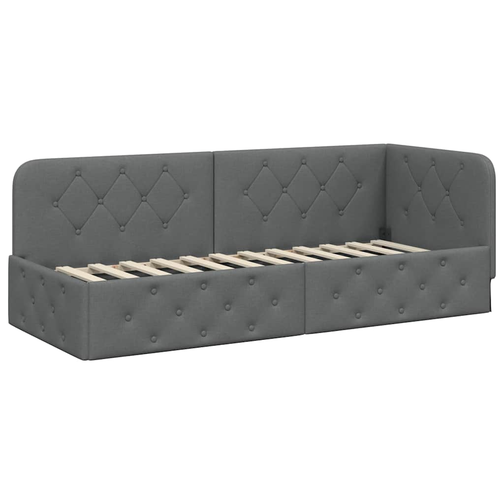 vidaXL Κρεβάτι Γωνίας Σκούρο Γκρι 80 x 200 cm ύφασμα