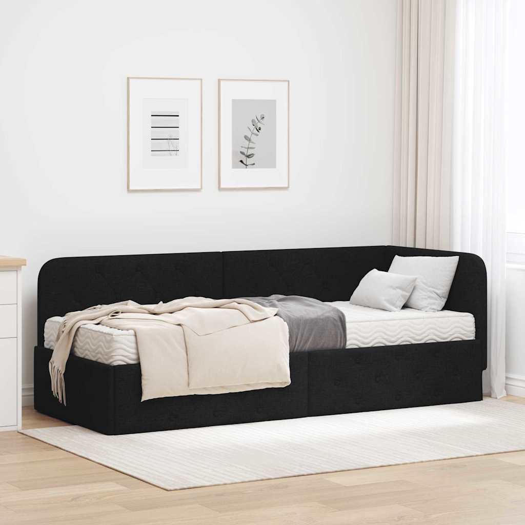 vidaXL Κρεβάτι Γωνίας Μαύρο 80 x 200 cm ύφασμα