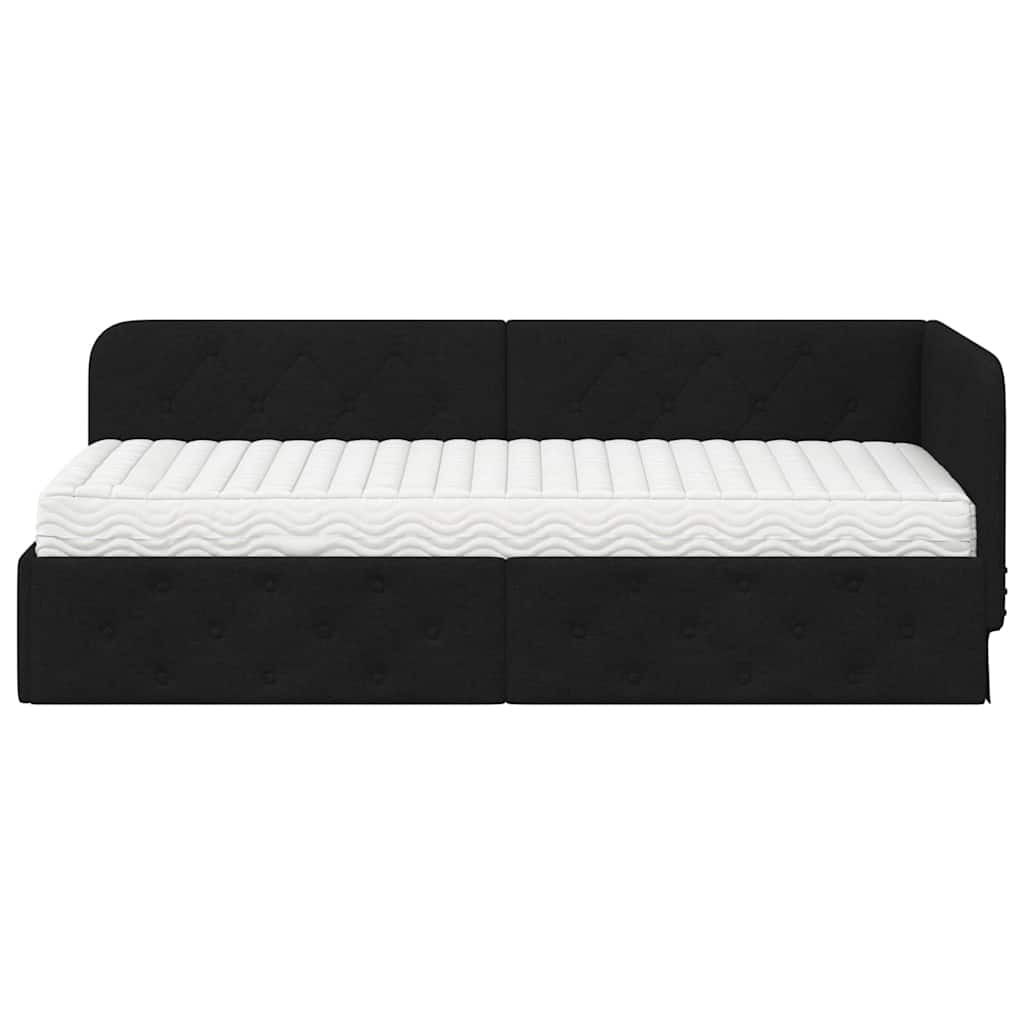 vidaXL Κρεβάτι Γωνίας Μαύρο 80 x 200 cm ύφασμα
