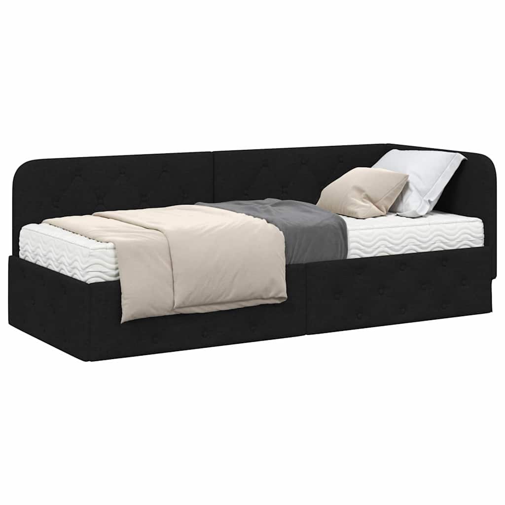 vidaXL Κρεβάτι Γωνίας Μαύρο 80 x 200 cm ύφασμα