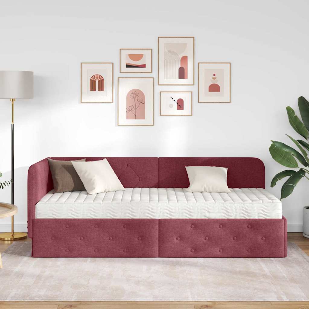 vidaXL Κρεβάτι Γωνίας Κόκκινο 80 x 200 cm ύφασμα