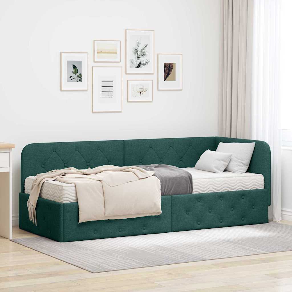 vidaXL Κρεβάτι Γωνίας Σκούρο Πράσινο 80 x 200 cm ύφασμα