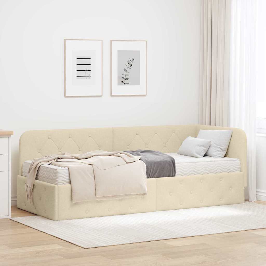 vidaXL Κρεβάτι Γωνίας Κρεμ 80 x 200 cm ύφασμα