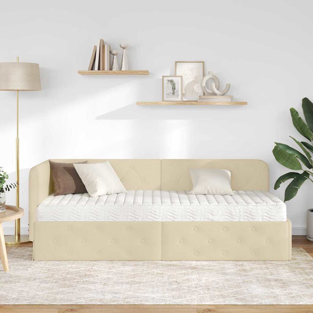 vidaXL Κρεβάτι Γωνίας Κρεμ 80 x 200 cm ύφασμα