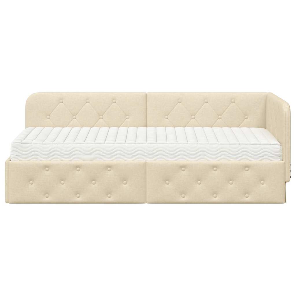 vidaXL Κρεβάτι Γωνίας Κρεμ 80 x 200 cm ύφασμα