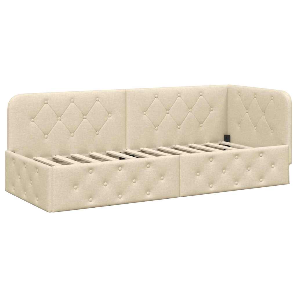 vidaXL Κρεβάτι Γωνίας Κρεμ 80 x 200 cm ύφασμα