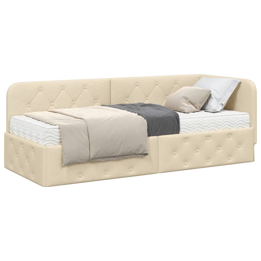 vidaXL Κρεβάτι Γωνίας Κρεμ 80 x 200 cm ύφασμα