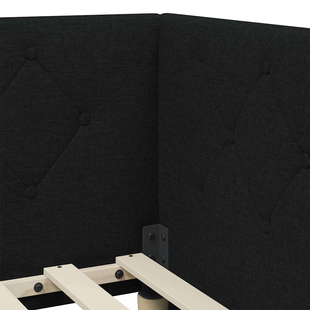 vidaXL Κρεβάτι Γωνίας με στρώμα με κεφαλάρι Μαύρο 90 x 190 cm ύφασμα