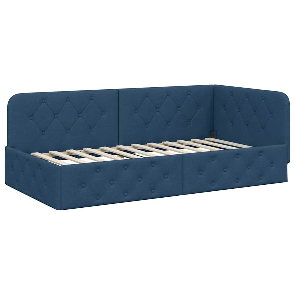 vidaXL Κρεβάτι Γωνίας Μπλε 90 x 190 cm ύφασμα