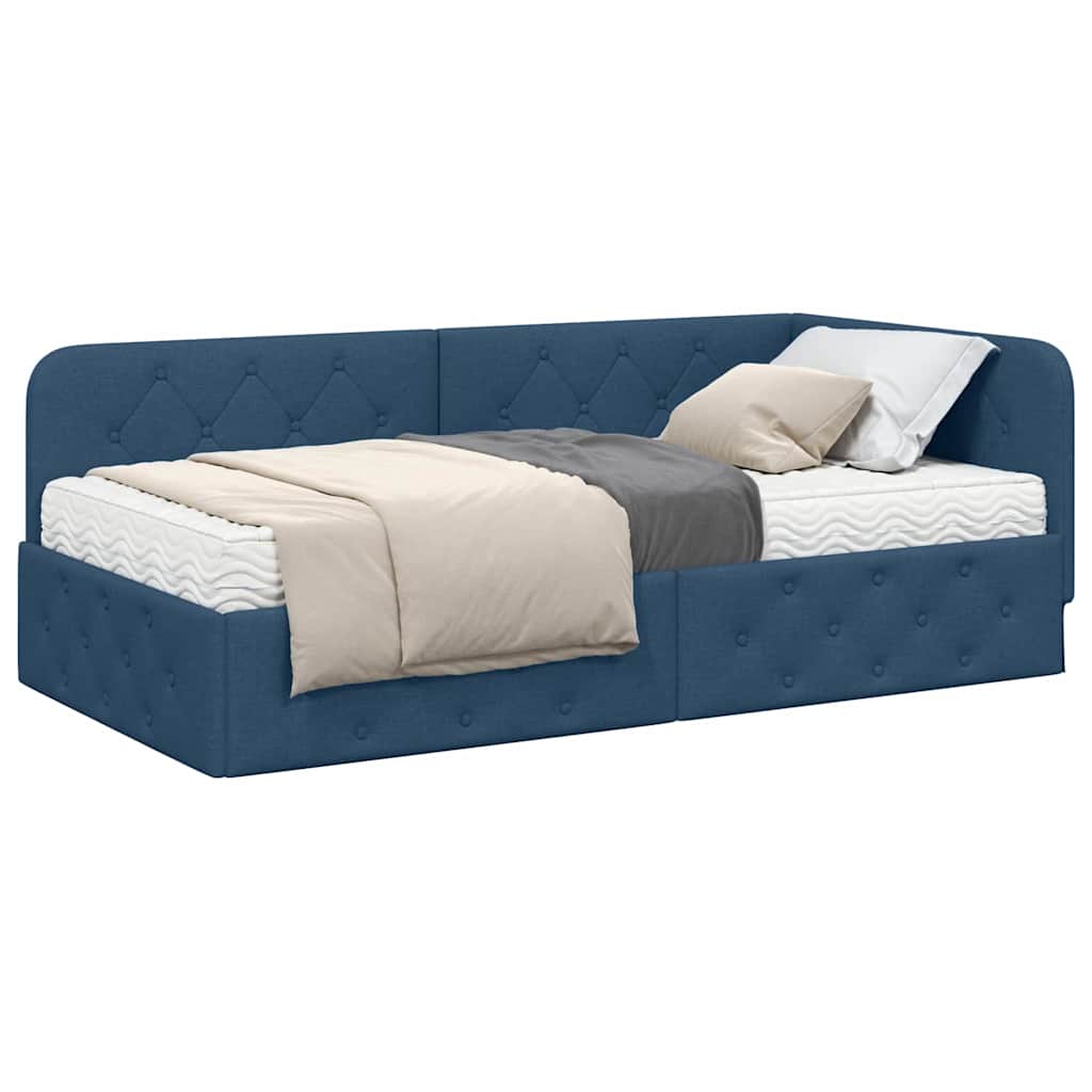 vidaXL Κρεβάτι Γωνίας Μπλε 90 x 190 cm ύφασμα