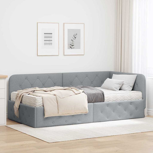 vidaXL Κρεβάτι Γωνίας Ανοιχτό γκρι 90 x 200 cm ύφασμα