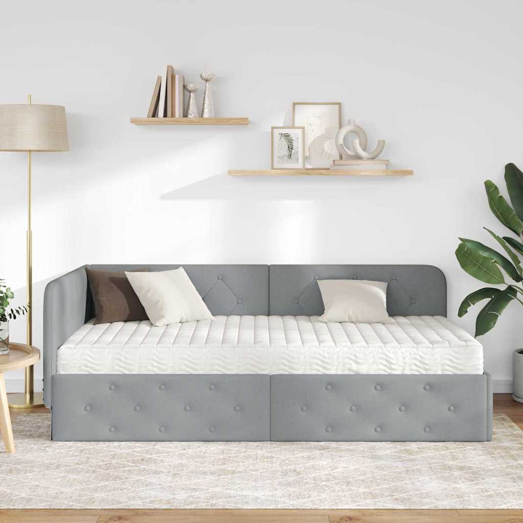 vidaXL Κρεβάτι Γωνίας Ανοιχτό γκρι 90 x 200 cm ύφασμα