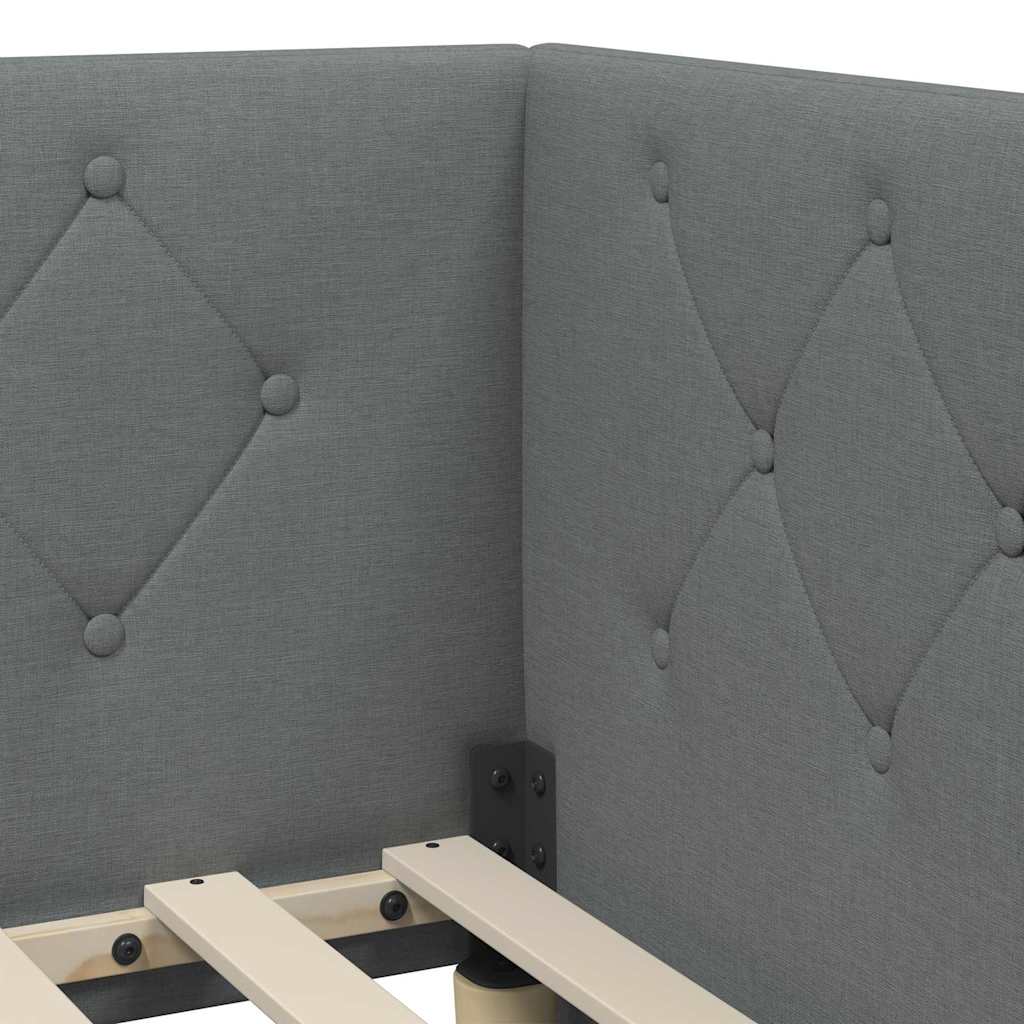 vidaXL Κρεβάτι Γωνίας Σκούρο Γκρι 90 x 200 cm ύφασμα
