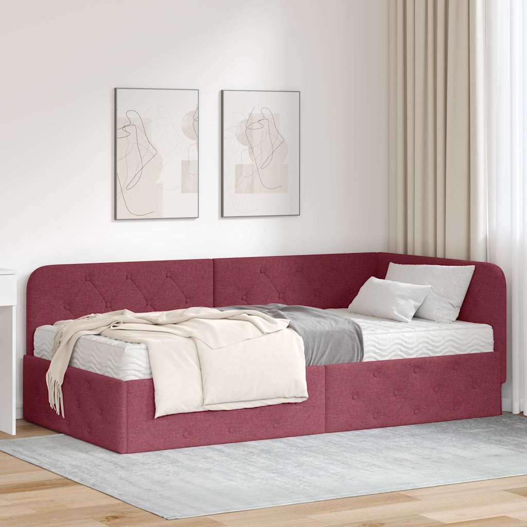vidaXL Κρεβάτι Γωνίας Κόκκινο 90 x 200 cm ύφασμα