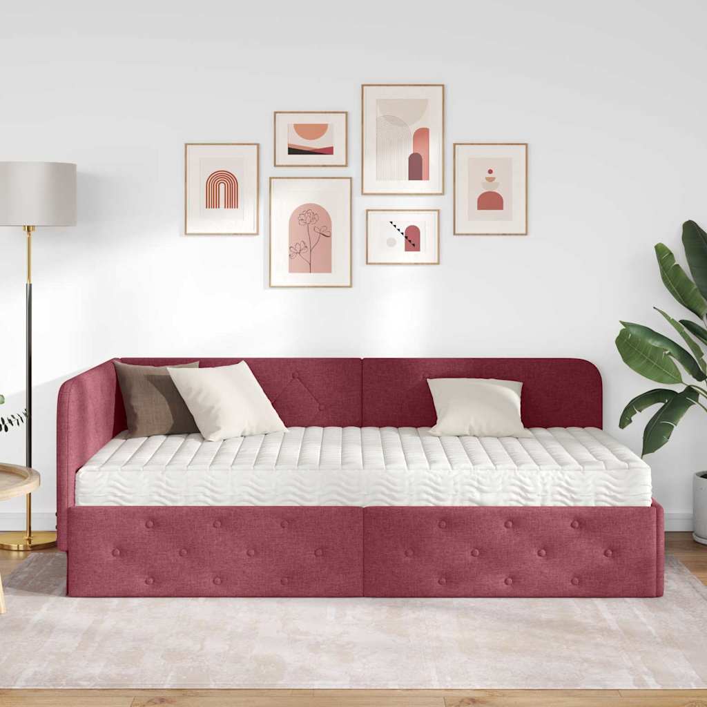 vidaXL Κρεβάτι Γωνίας Κόκκινο 90 x 200 cm ύφασμα
