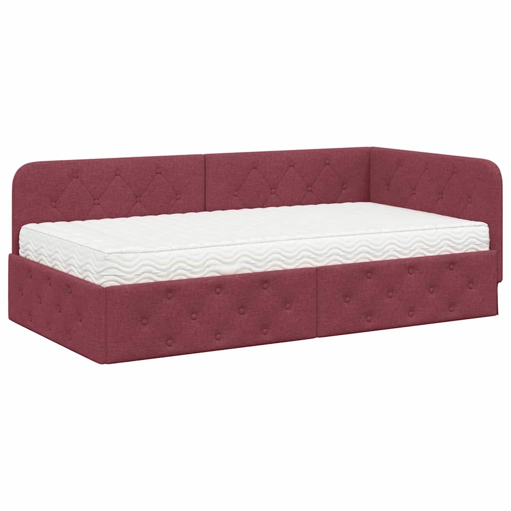 vidaXL Κρεβάτι Γωνίας Κόκκινο 90 x 200 cm ύφασμα