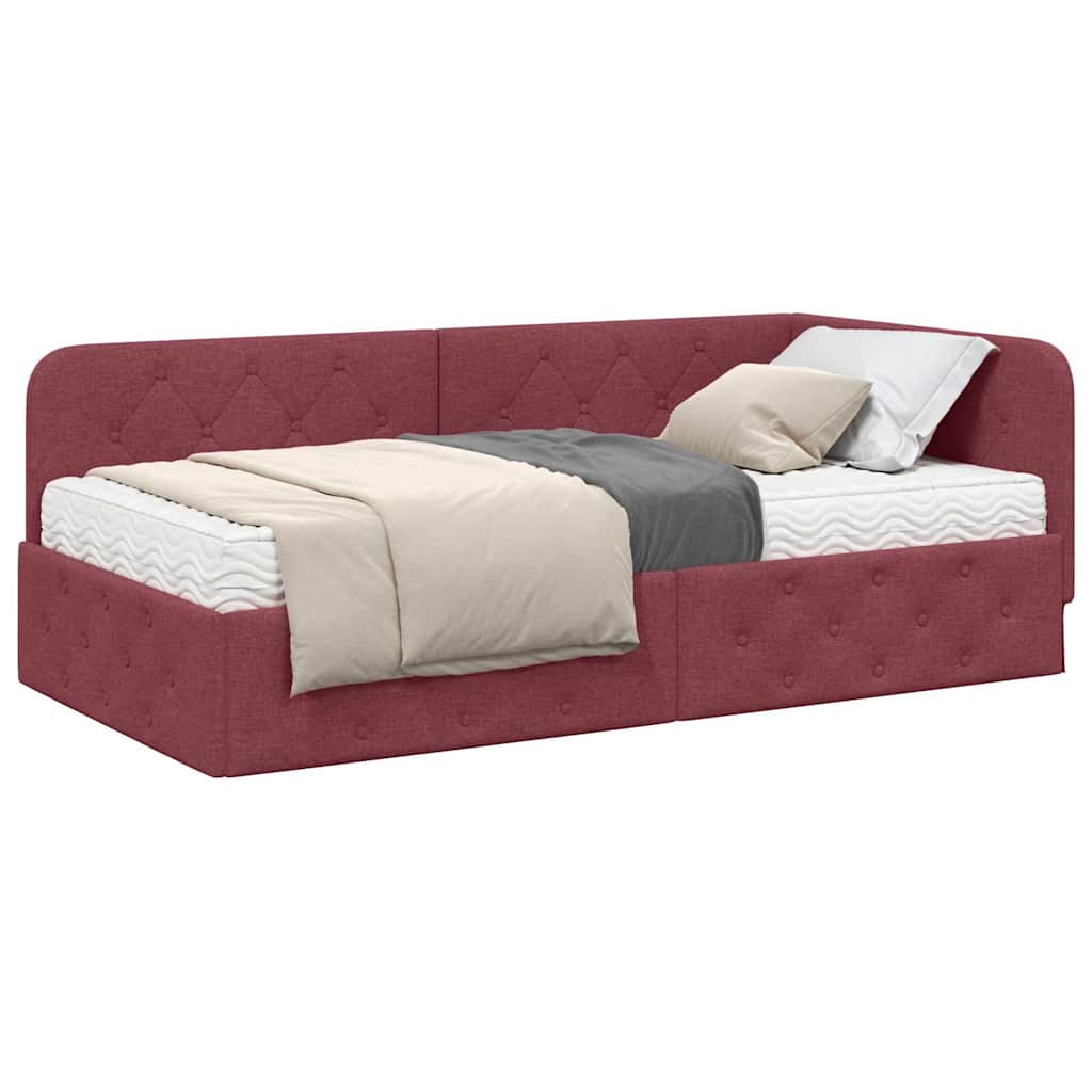 vidaXL Κρεβάτι Γωνίας Κόκκινο 90 x 200 cm ύφασμα