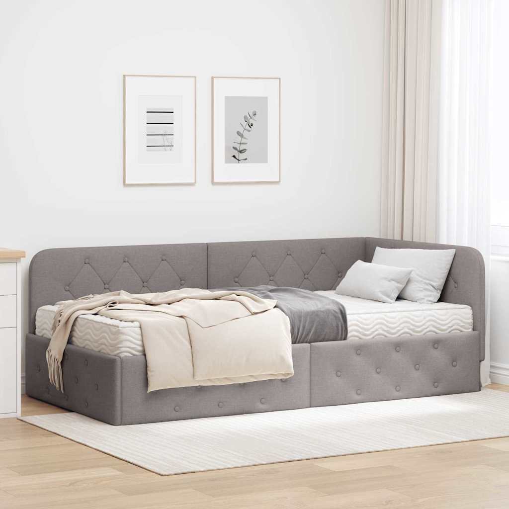vidaXL Κρεβάτι Γωνίας Taupe 90 x 200 cm ύφασμα