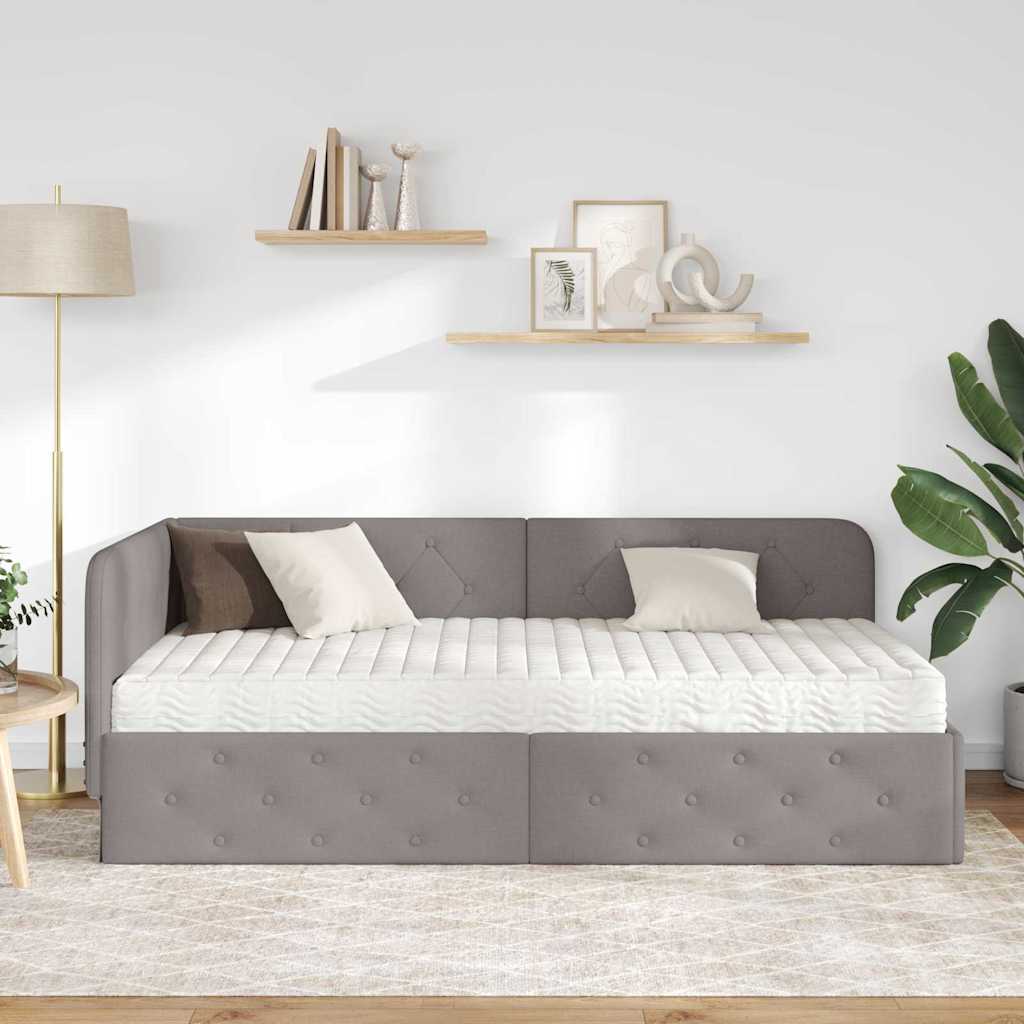 vidaXL Κρεβάτι Γωνίας Taupe 90 x 200 cm ύφασμα