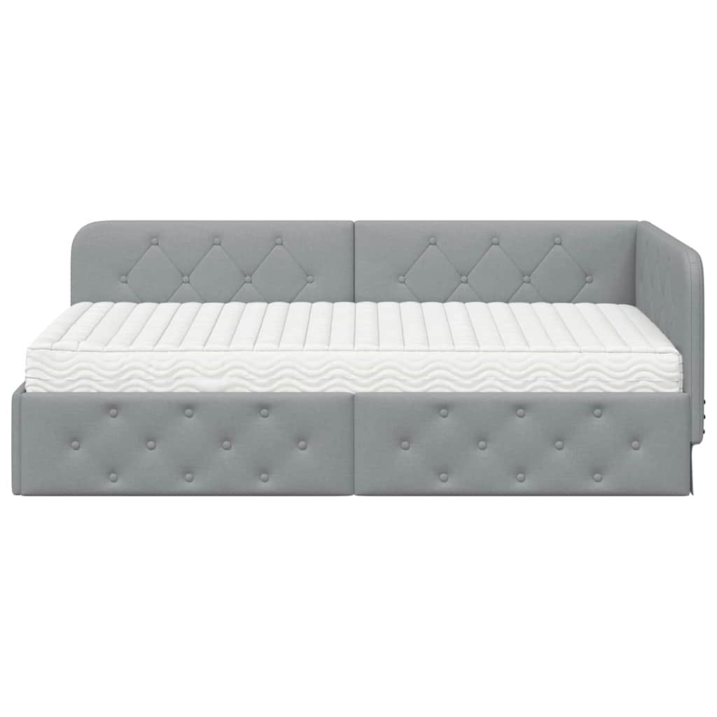 vidaXL Κρεβάτι Γωνίας με στρώμα Ανοιχτό γκρι 100 x 200 cm ύφασμα