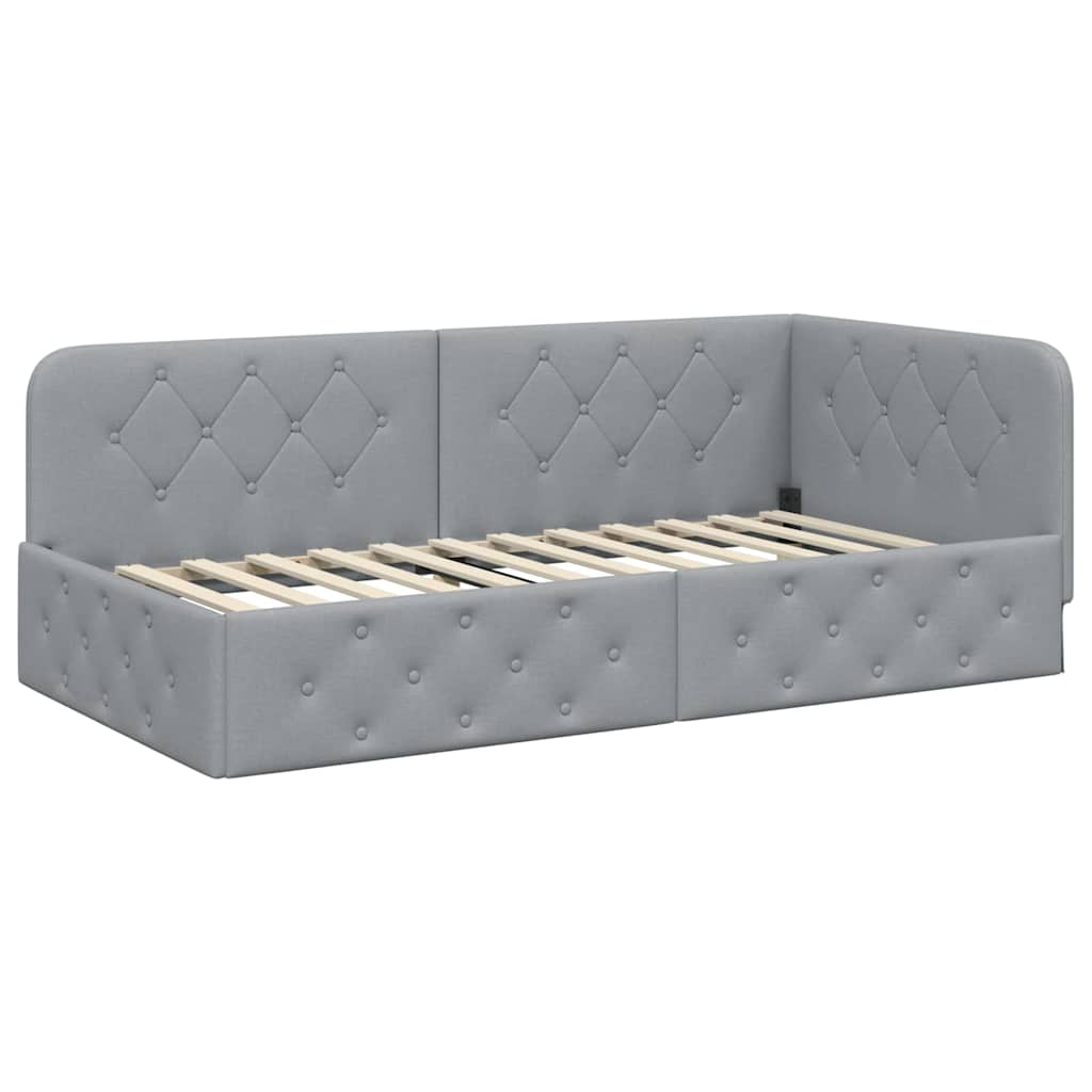 vidaXL Κρεβάτι Γωνίας με στρώμα Ανοιχτό γκρι 100 x 200 cm ύφασμα