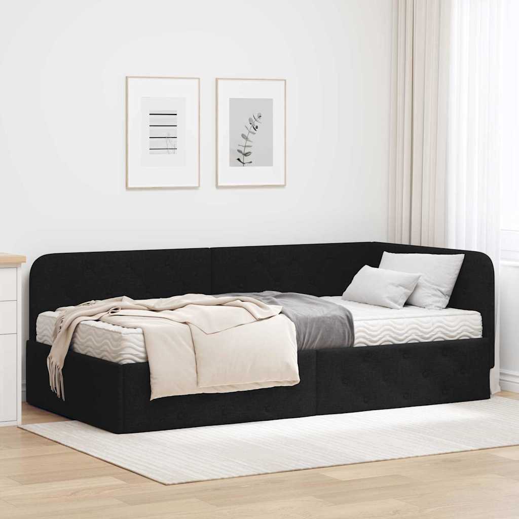 vidaXL Κρεβάτι Γωνίας Μαύρο 100 x 200 cm ύφασμα