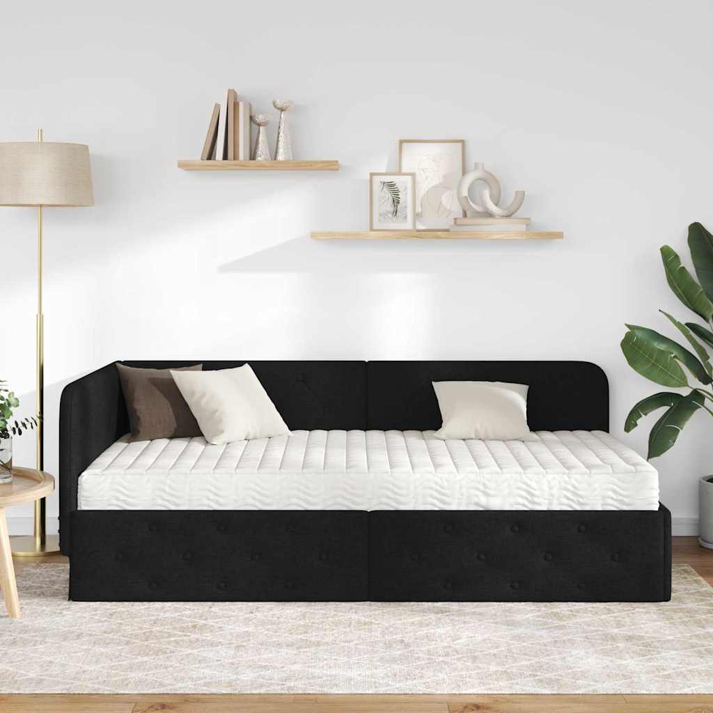 vidaXL Κρεβάτι Γωνίας Μαύρο 100 x 200 cm ύφασμα