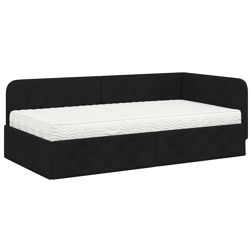 vidaXL Κρεβάτι Γωνίας Μαύρο 100 x 200 cm ύφασμα