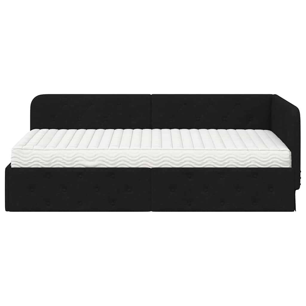 vidaXL Κρεβάτι Γωνίας Μαύρο 100 x 200 cm ύφασμα