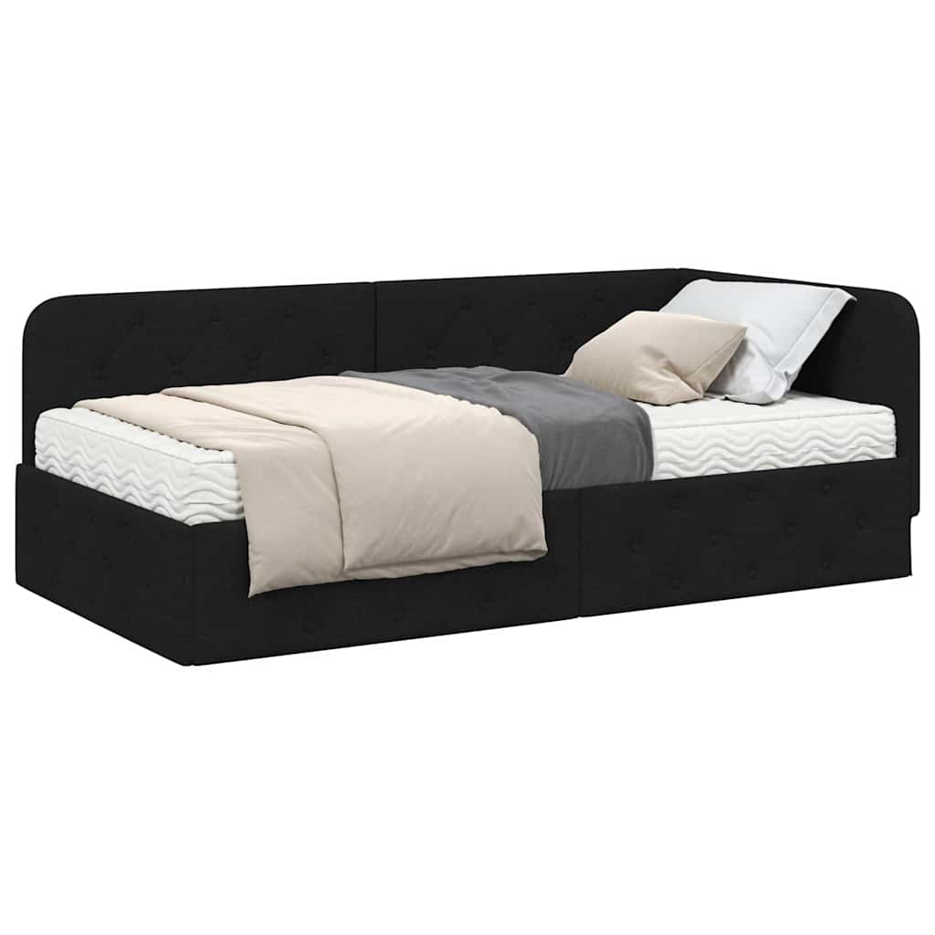 vidaXL Κρεβάτι Γωνίας Μαύρο 100 x 200 cm ύφασμα