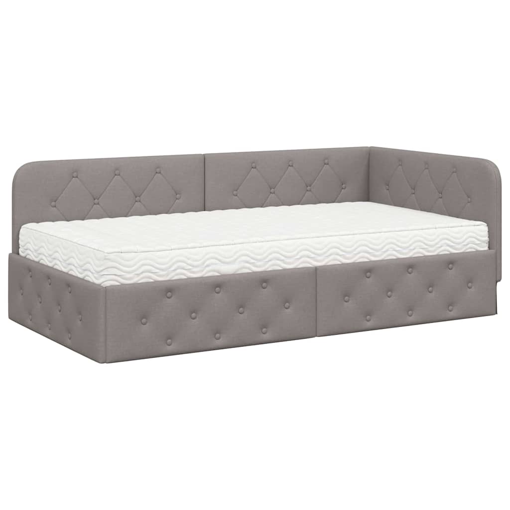 vidaXL Κρεβάτι Γωνίας Taupe 100 x 200 cm ύφασμα
