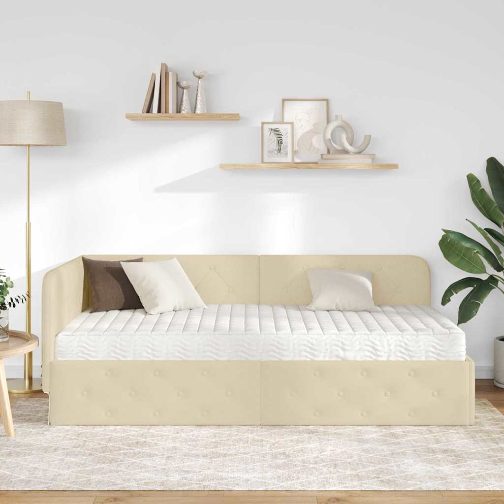 vidaXL Κρεβάτι Γωνίας Κρεμ 100 x 200 cm ύφασμα