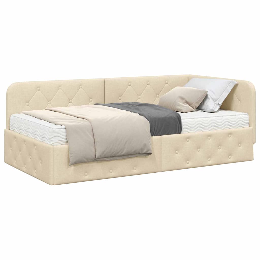 vidaXL Κρεβάτι Γωνίας Κρεμ 100 x 200 cm ύφασμα