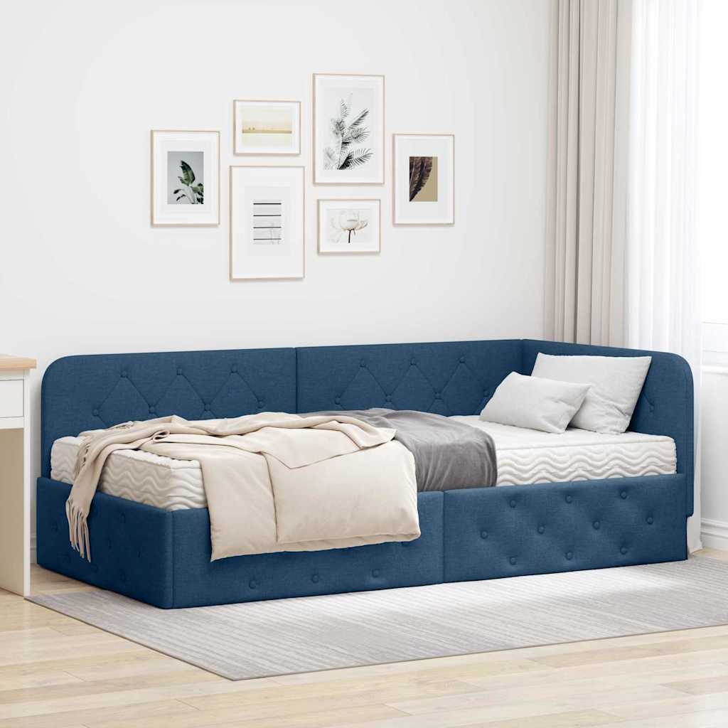 vidaXL Κρεβάτι Γωνίας Μπλε 100 x 200 cm ύφασμα