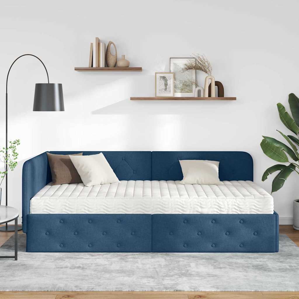 vidaXL Κρεβάτι Γωνίας Μπλε 100 x 200 cm ύφασμα