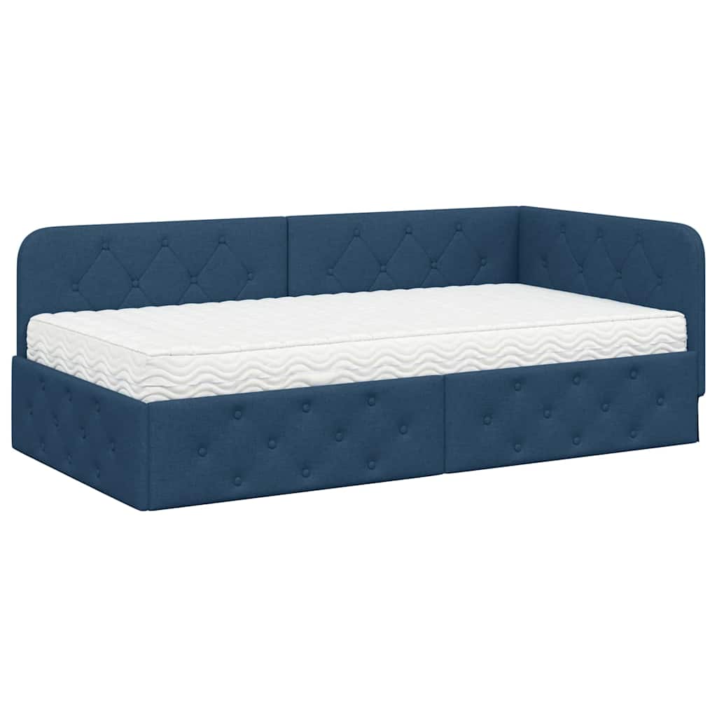 vidaXL Κρεβάτι Γωνίας Μπλε 100 x 200 cm ύφασμα