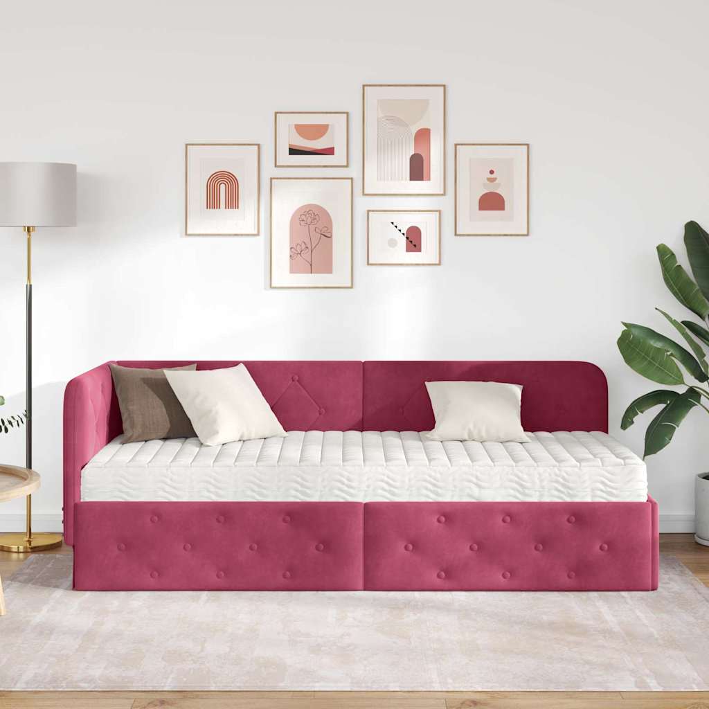 vidaXL Κρεβάτι Γωνίας Κόκκινο 80 x 200 cm Βελούδο