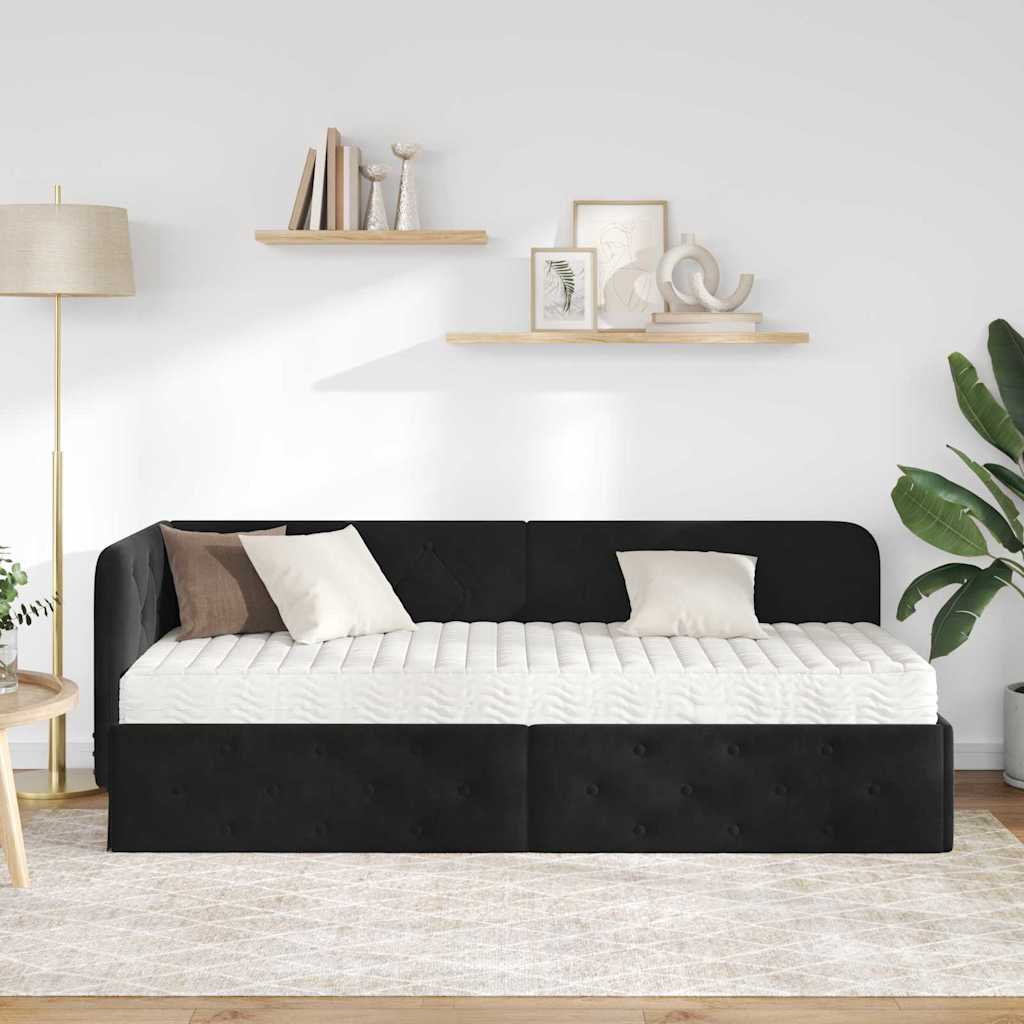 vidaXL Κρεβάτι Γωνίας Μαύρο 80 x 200 cm Βελούδο